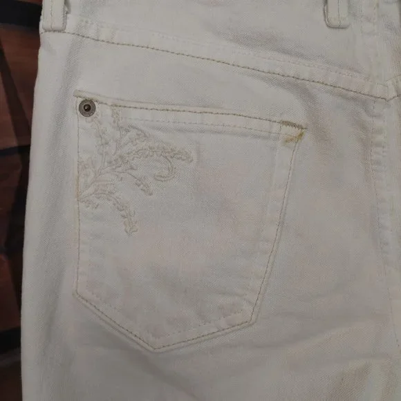 Eddie Bauer Women's White Embroidered Pocket Denim Ankle Jeans 4R - Picture 3 of 5